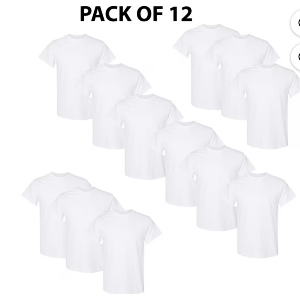 Gildan Men's Crew Neck T-Shirts, 12-Pack, White Tees, Heavy Cotton Size Xl